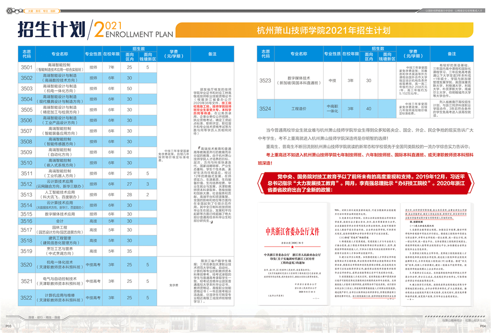 杭州萧山技师学院2021招生计划